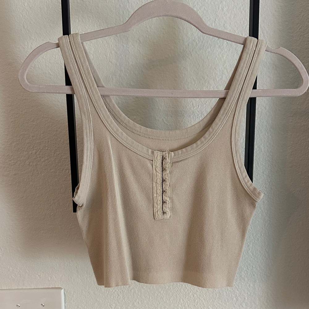 Aerie Cream Ribbed Tank Top